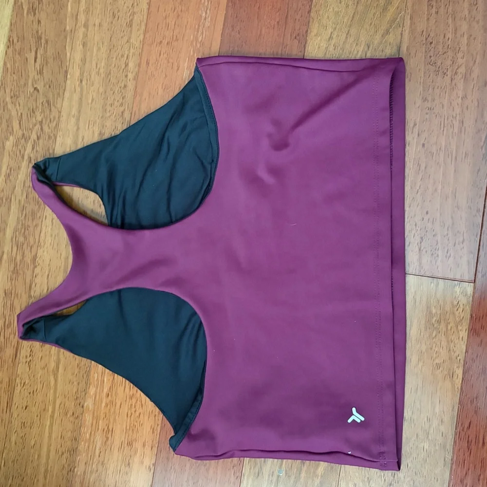 Old Navy Active Powersoft Bra iPlumeria Purple Girls XL 14-16 Athletic Long Line